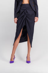 Draped cady pencil skirt