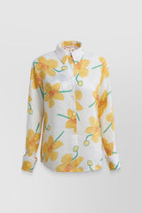 Classic flower printed linen shirt